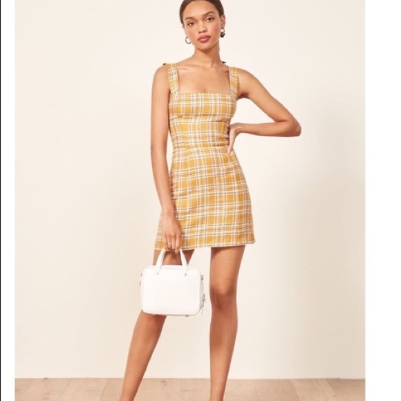 Reformation yellow plaid Brigitte Dress